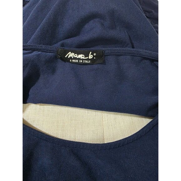 Navy Blue Mama B Long Sleeve Dress W/ Pockets Made In Italy - Picture 6 of 6